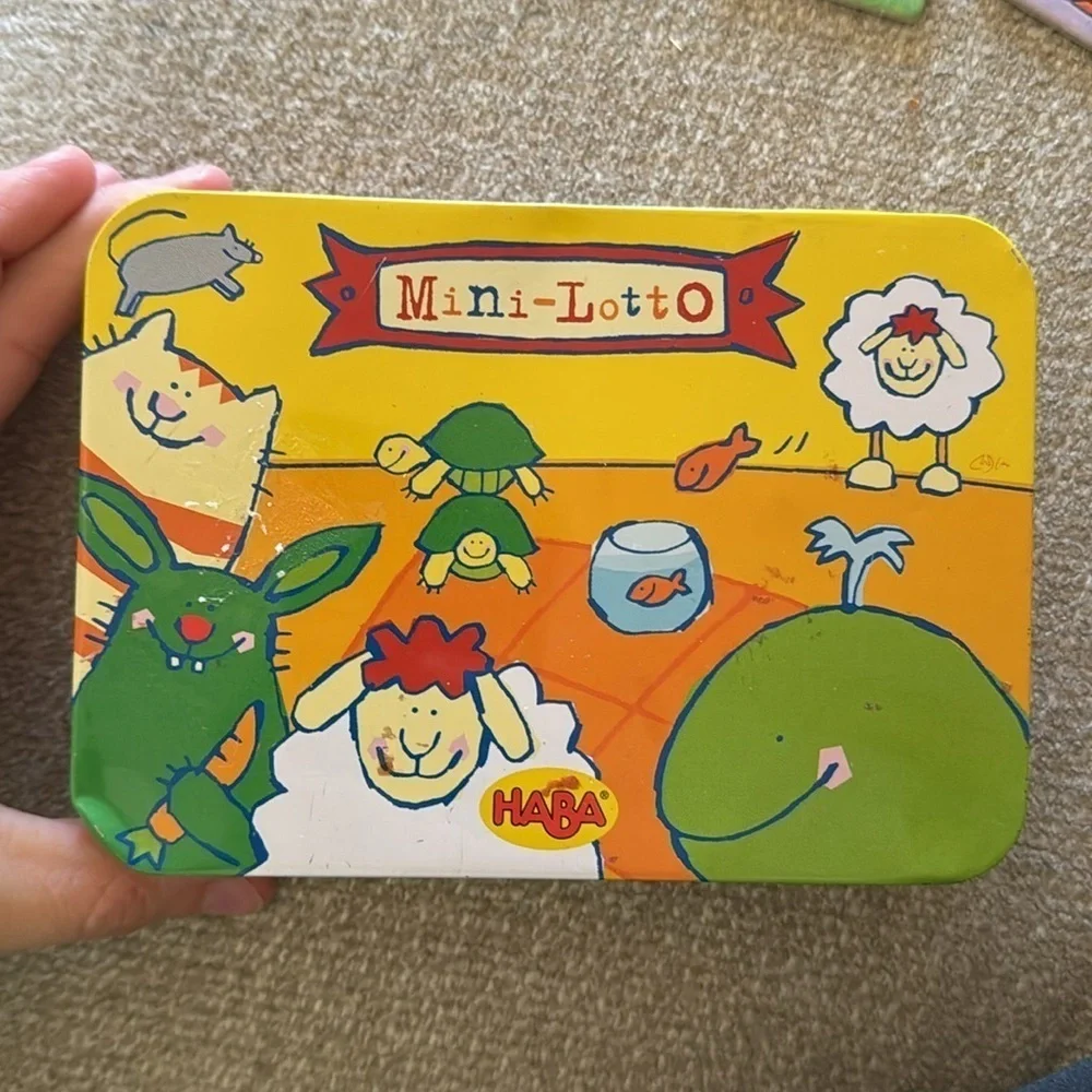 HABA Mini Lotto Number 19 Miniature Travel Tin Set of 4 Bingo From Germany